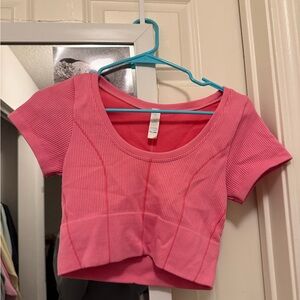 Aerie Vibrant Pink Ribbed Crop Top